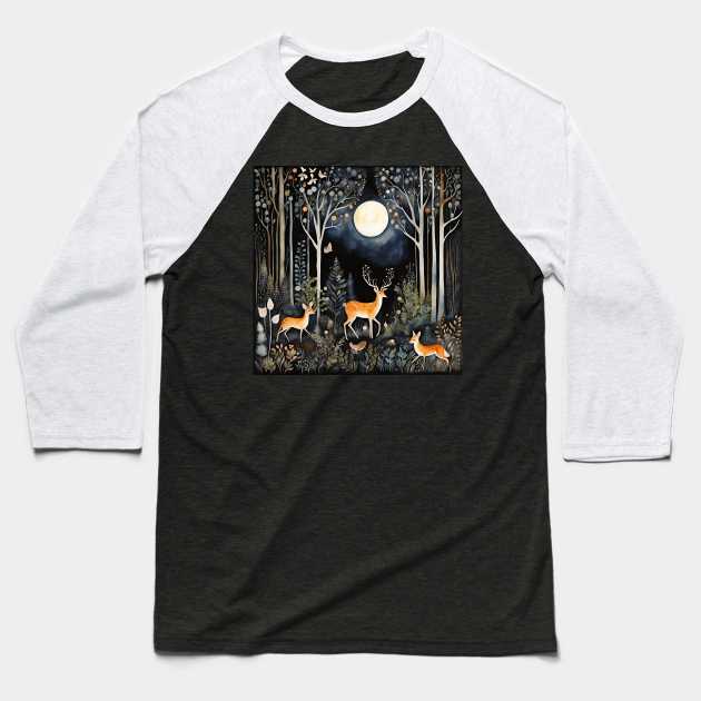 Deep in the Dark Forest Baseball T-Shirt by Northern-Lights